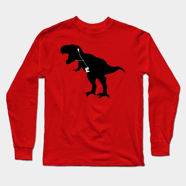 Music Loving T-Rex Long Sleeve T-Shirt by BeardMaster